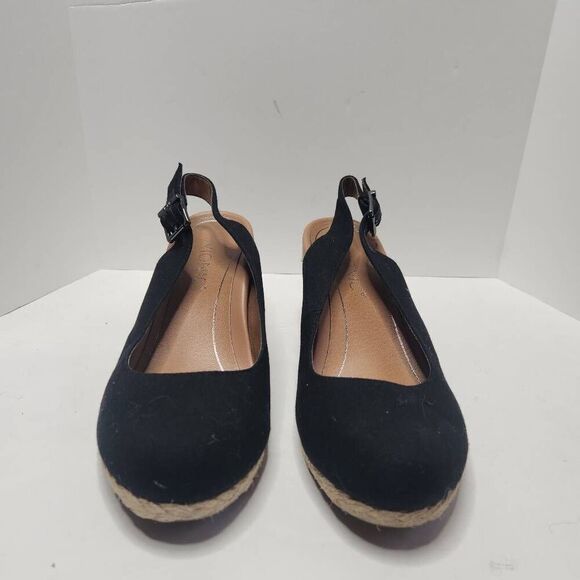 Vionic Womens Coralina Espadrille Black 2.5in. Wedge Slingback Sandals Size 7 - Picture 2 of 8